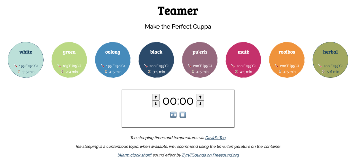 View of the Teamer tea-timing app
